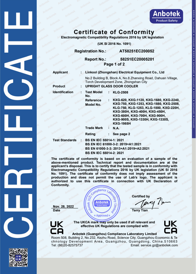 KLG-2508 UKCA-EMC Certificate