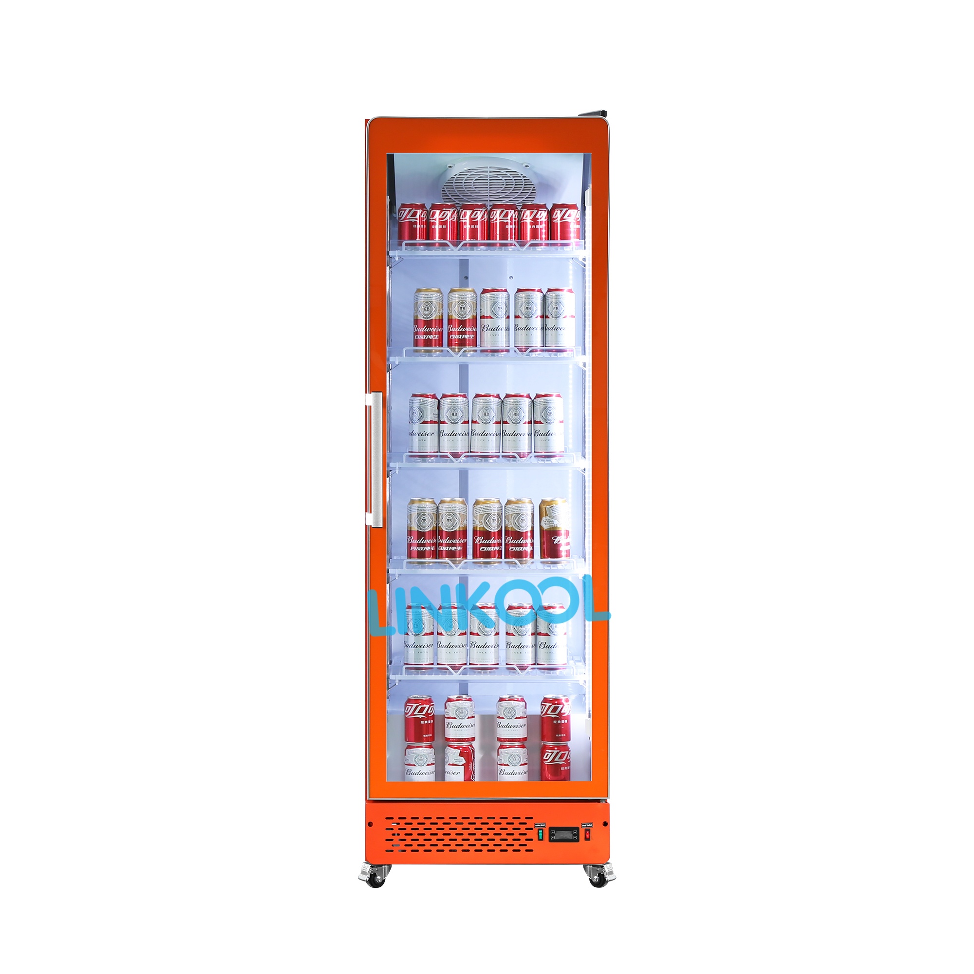 Single Door Full Glass 500L Drink Display Upright Fridge For Shop Supermarket