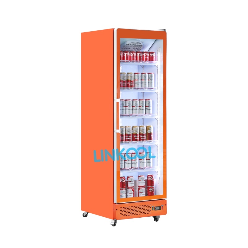 Single Door Full Glass 500L Drink Display Upright Fridge For Shop Supermarket
