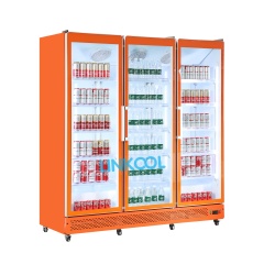 Supermarket 3 Door Large Capacity Full Glass Cold Drink Show Refrigerator with Fan Cooling