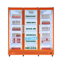 Supermarket 3 Door Large Capacity Full Glass Cold Drink Show Refrigerator with Fan Cooling
