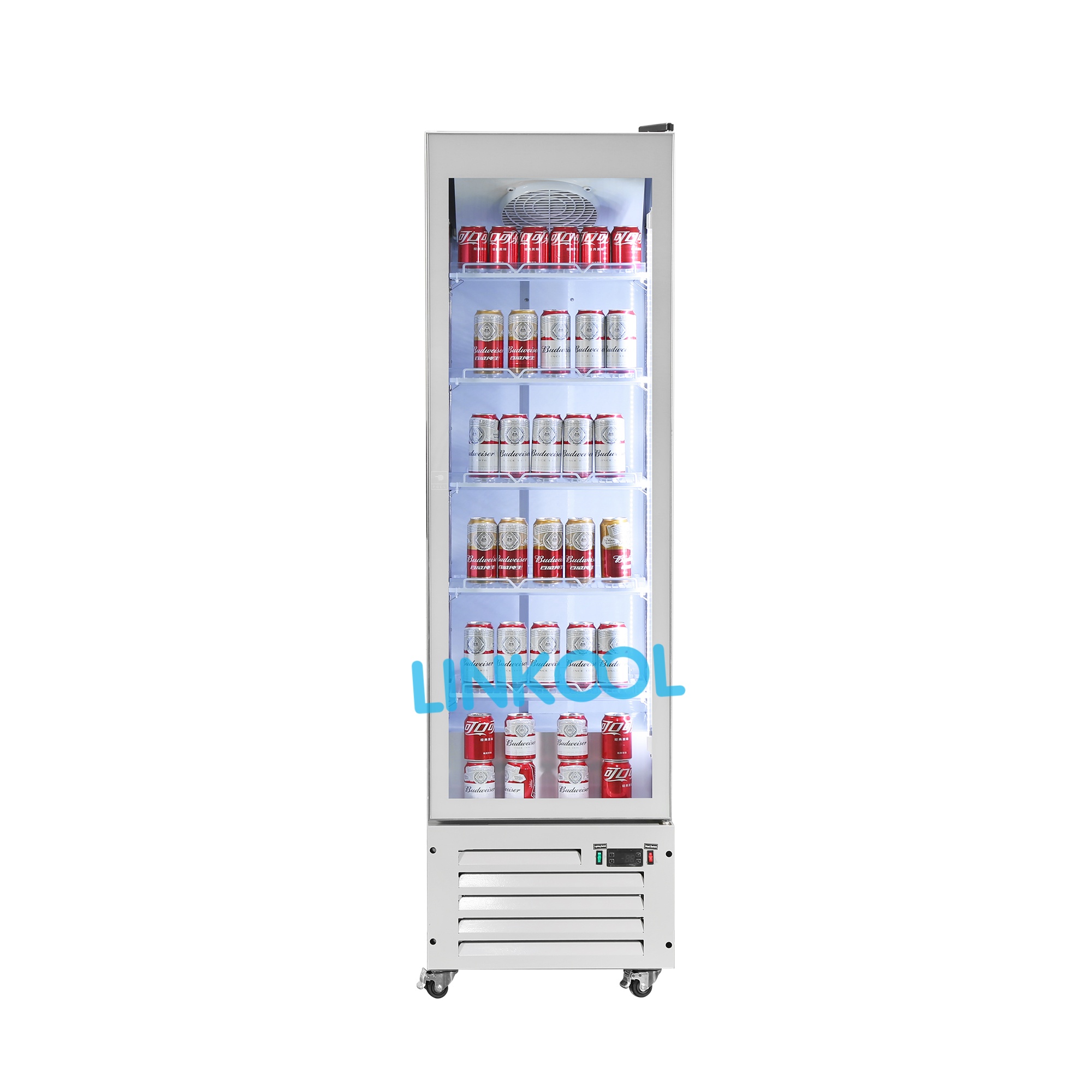 Affordable 300L Single Door Vertical Beverage Cooler with Auto Defrost and Fan Cooling Display Fridge