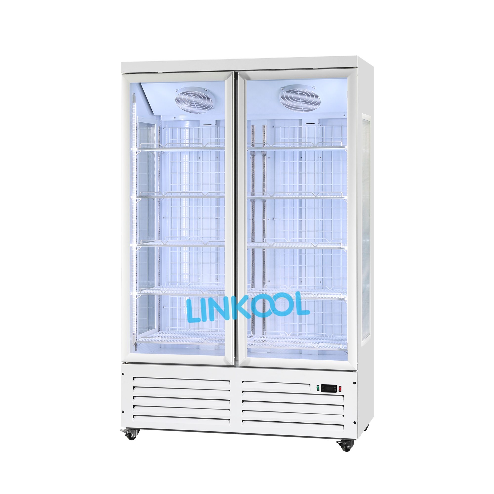 Beverage and Alcohol Drink Storage with Upright Double-Glass Door Chiller
