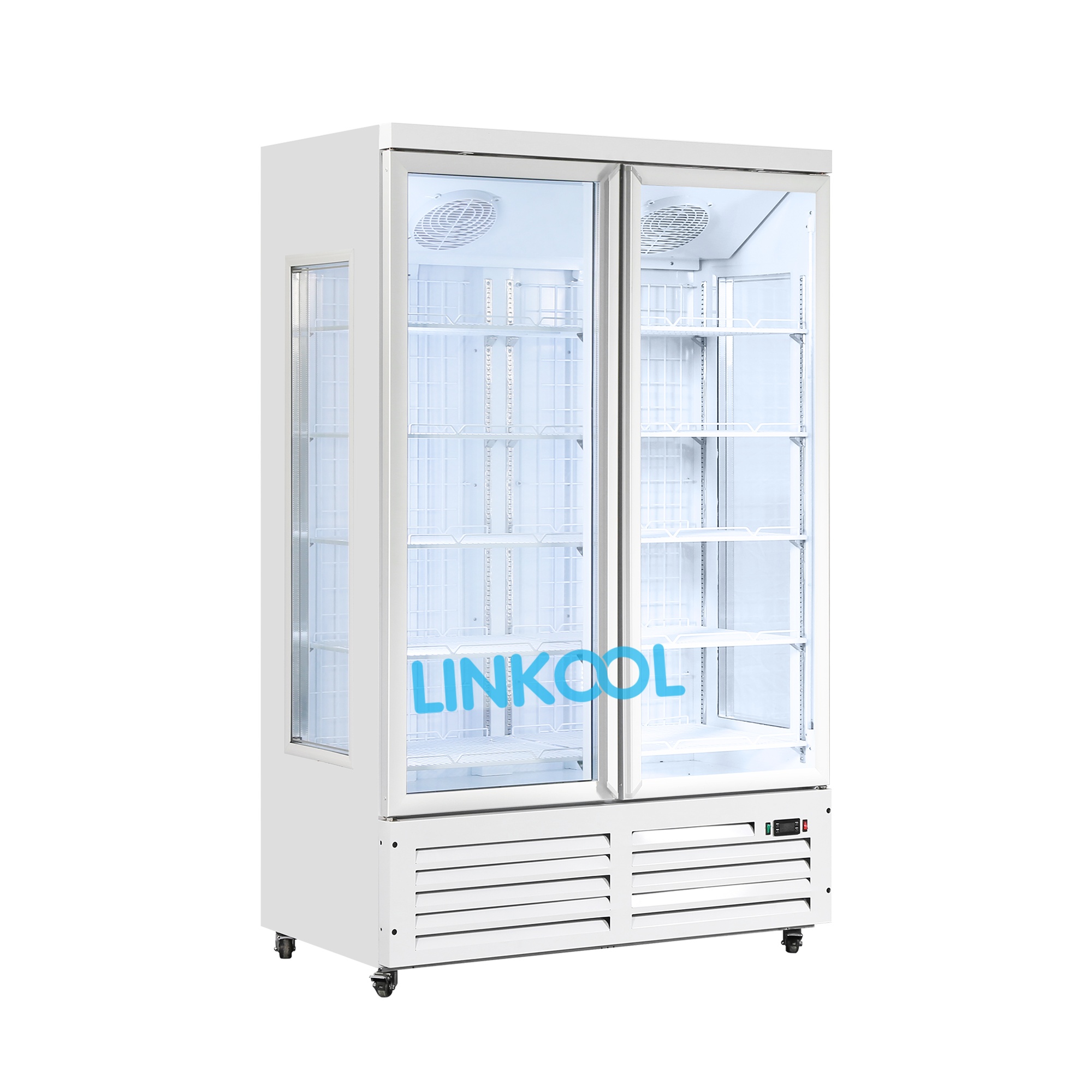 Beverage and Alcohol Drink Storage with Upright Double-Glass Door Chiller