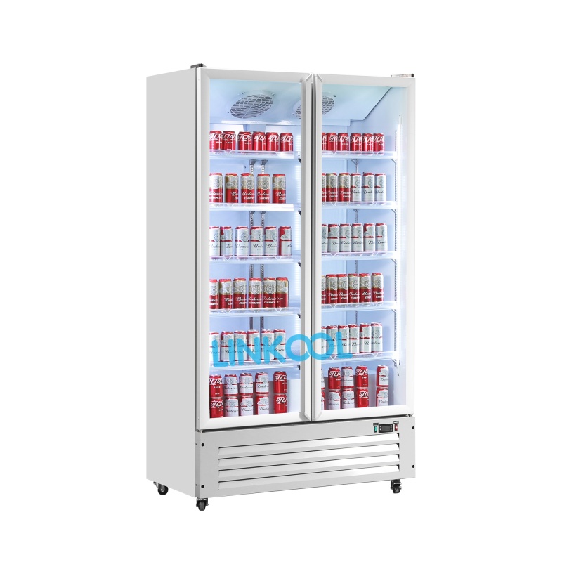 Beverage and Alcohol Drink Storage with Upright Double-Glass Door Chiller