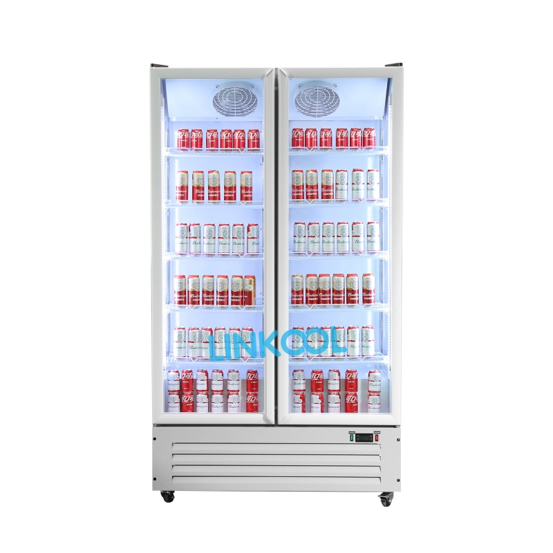 Beverage and Alcohol Drink Storage with Upright Double-Glass Door Chiller