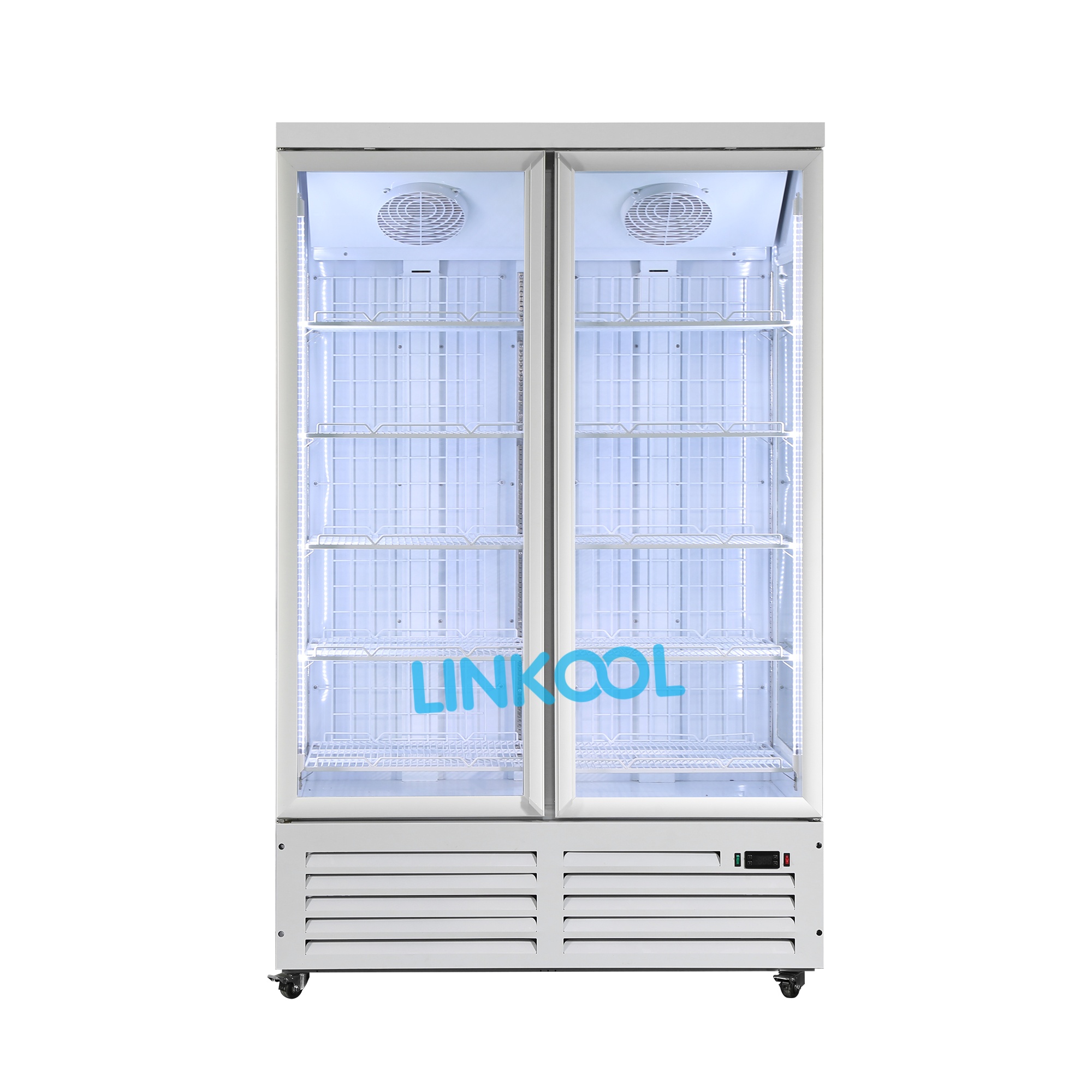 Beverage and Alcohol Drink Storage with Upright Double-Glass Door Chiller