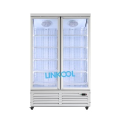 Beverage and Alcohol Drink Storage with Upright Double-Glass Door Chiller