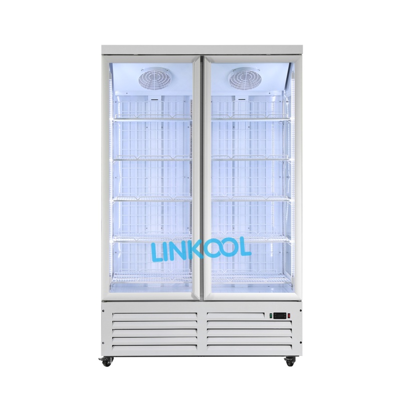 Beverage and Alcohol Drink Storage with Upright Double-Glass Door Chiller