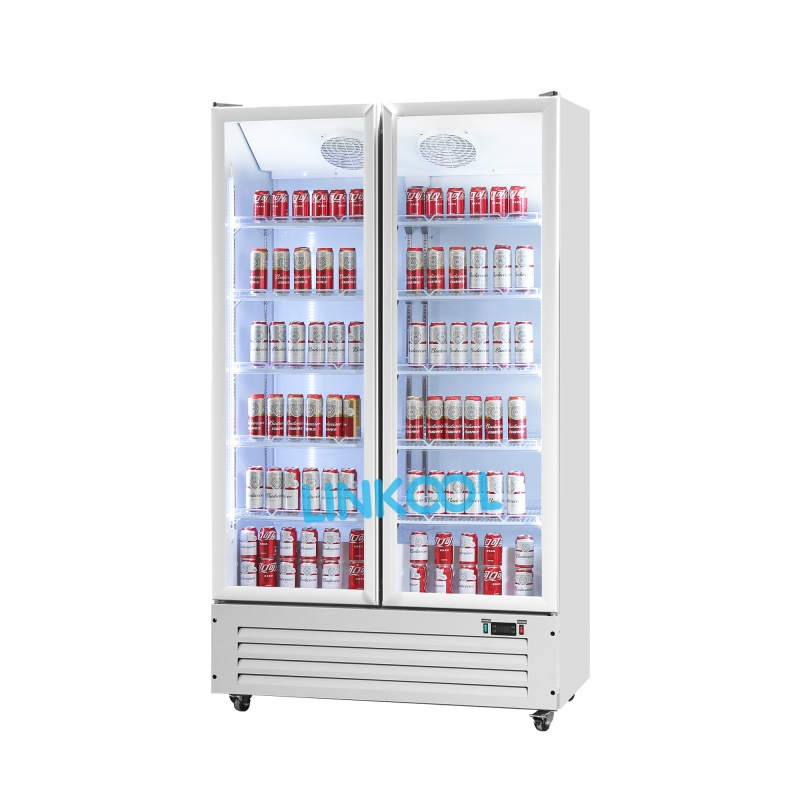 Beverage and Alcohol Drink Storage with Upright Double-Glass Door Chiller