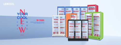 New Style Curved Full Glass Door Upright Display Cooler