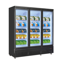 3 Doors Bottom Mounted Freezing Showcase-Black Commercial Vertical Display Ice Cream Freezer