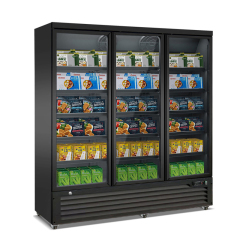 3 Doors Bottom Mounted Freezing Showcase-Black Commercial Vertical Display Ice Cream Freezer