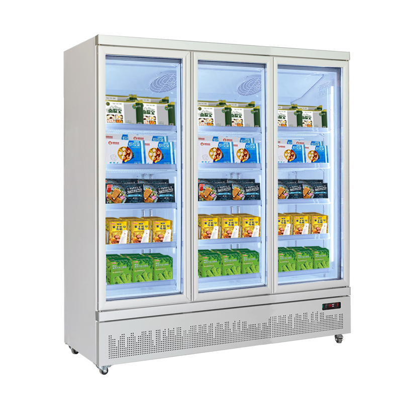 3 Doors Bottom Mounted Freezing Showcase-Black Commercial Vertical Display Ice Cream Freezer