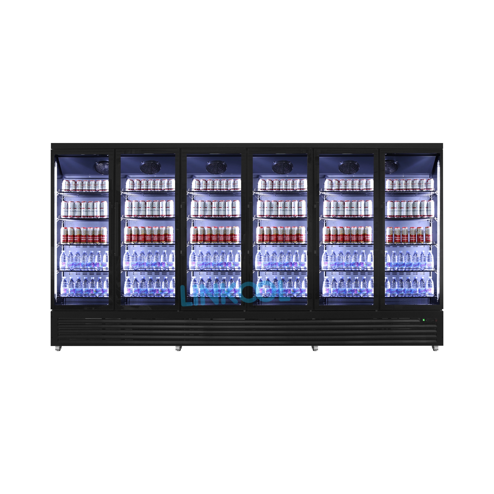 Commercial Glass Door Multi-door Display Fridge Vertical Fan Cooling Cold Drink Show Refrigerator
