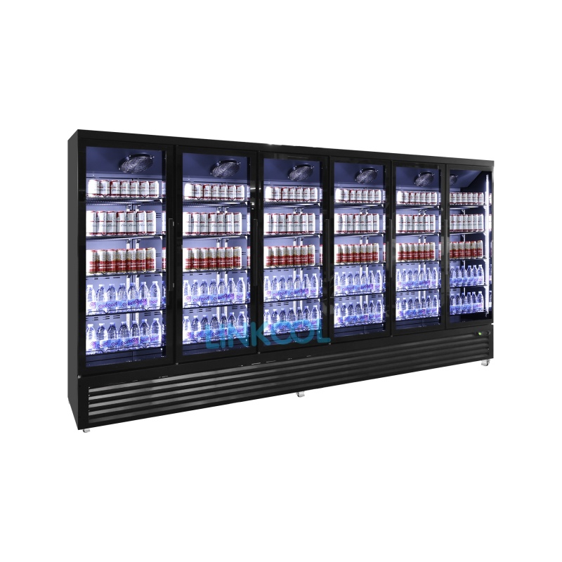 Commercial Glass Door Multi-door Display Fridge Vertical Fan Cooling Cold Drink Show Refrigerator