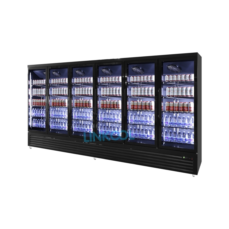 Commercial Glass Door Multi-door Display Fridge Vertical Fan Cooling Cold Drink Show Refrigerator