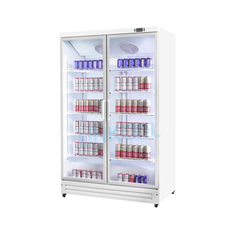 Commercial Four Glass Door Large Display Refrigerator Cold Drink Beverage Large Storage Glass Showcase