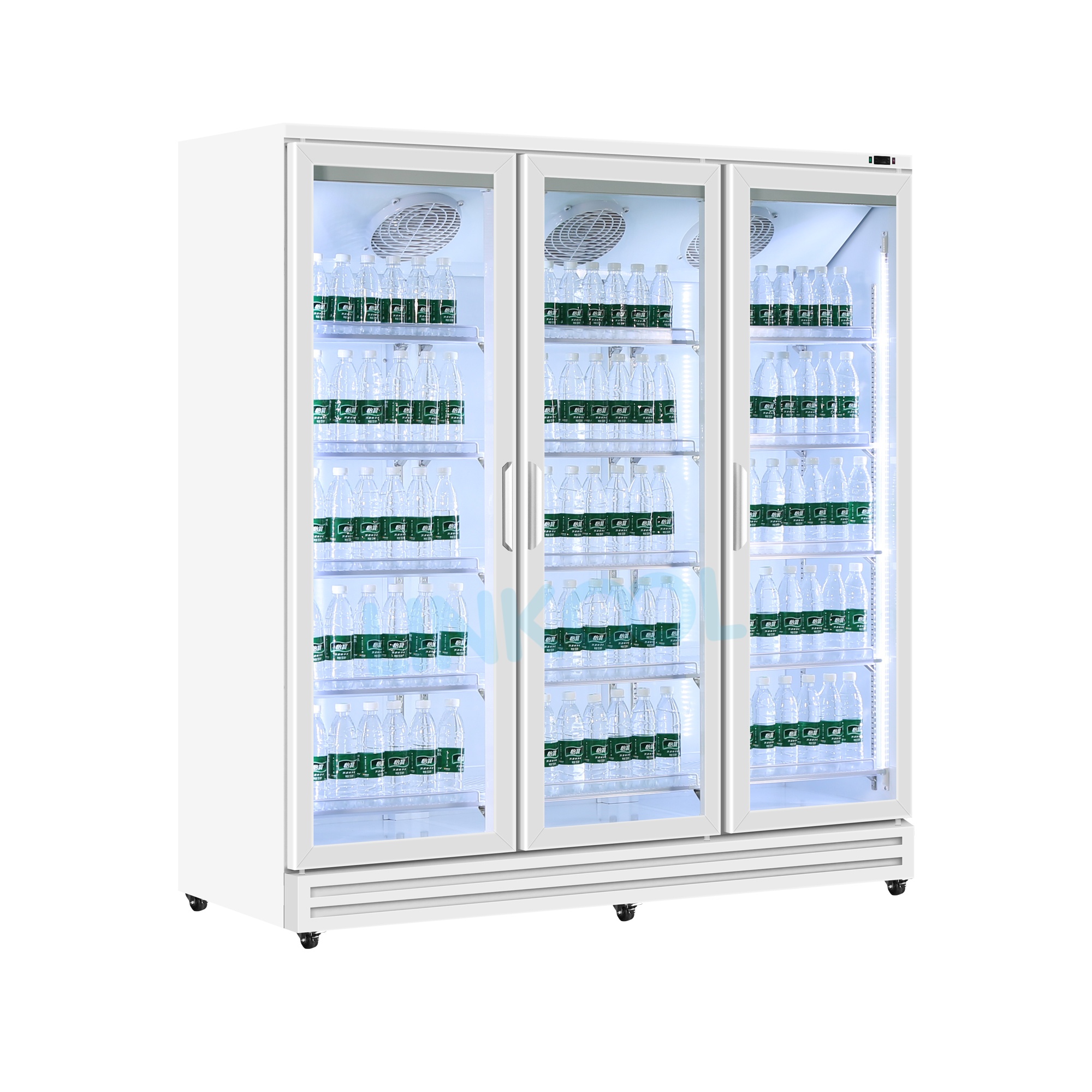 Commercial Four Glass Door Large Display Refrigerator Cold Drink Beverage Large Storage Glass Showcase