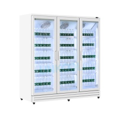 Commercial Four Glass Door Large Display Refrigerator Cold Drink Beverage Large Storage Glass Showcase