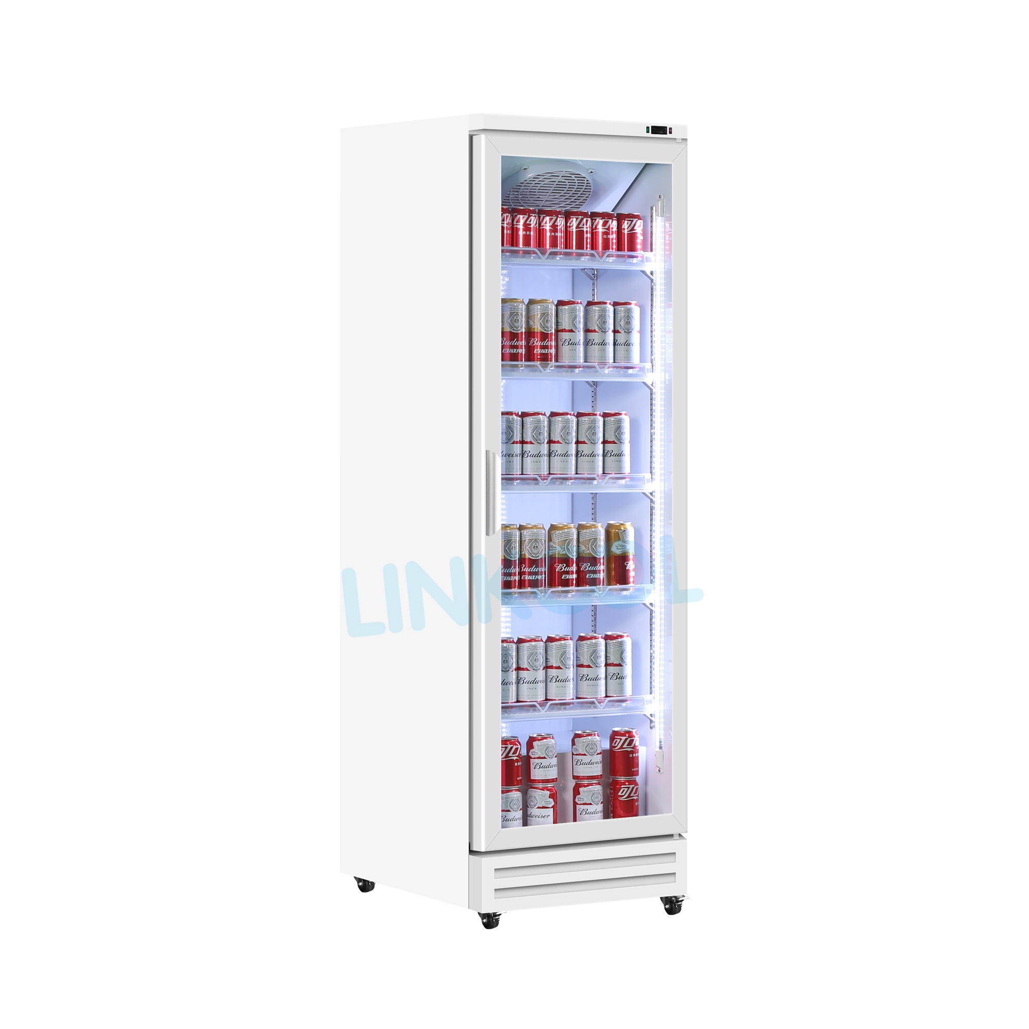 Commercial Four Glass Door Large Display Refrigerator Cold Drink Beverage Large Storage Glass Showcase