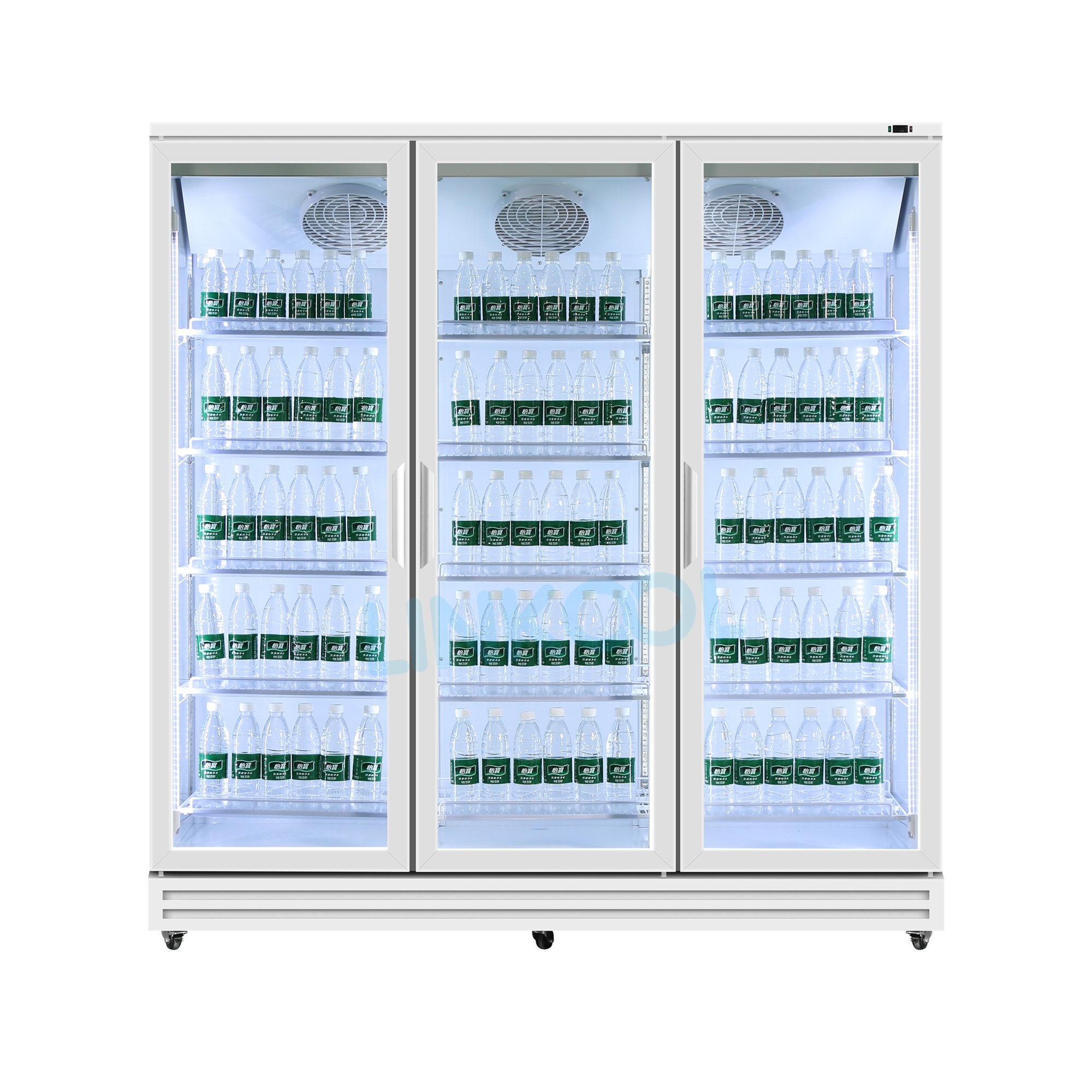 Commercial Four Glass Door Large Display Refrigerator Cold Drink Beverage Large Storage Glass Showcase
