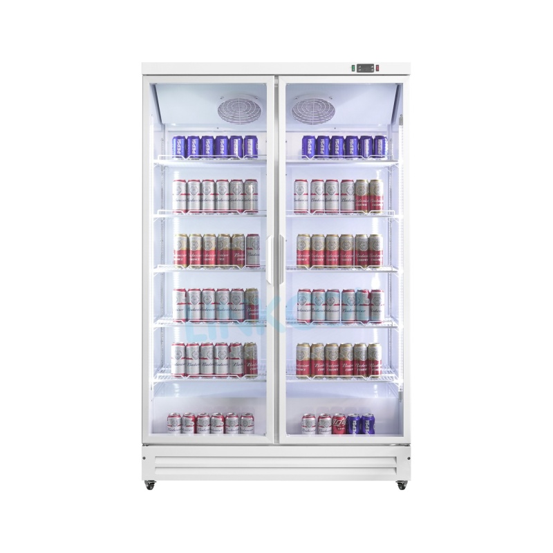 Commercial Four Glass Door Large Display Refrigerator Cold Drink Beverage Large Storage Glass Showcase