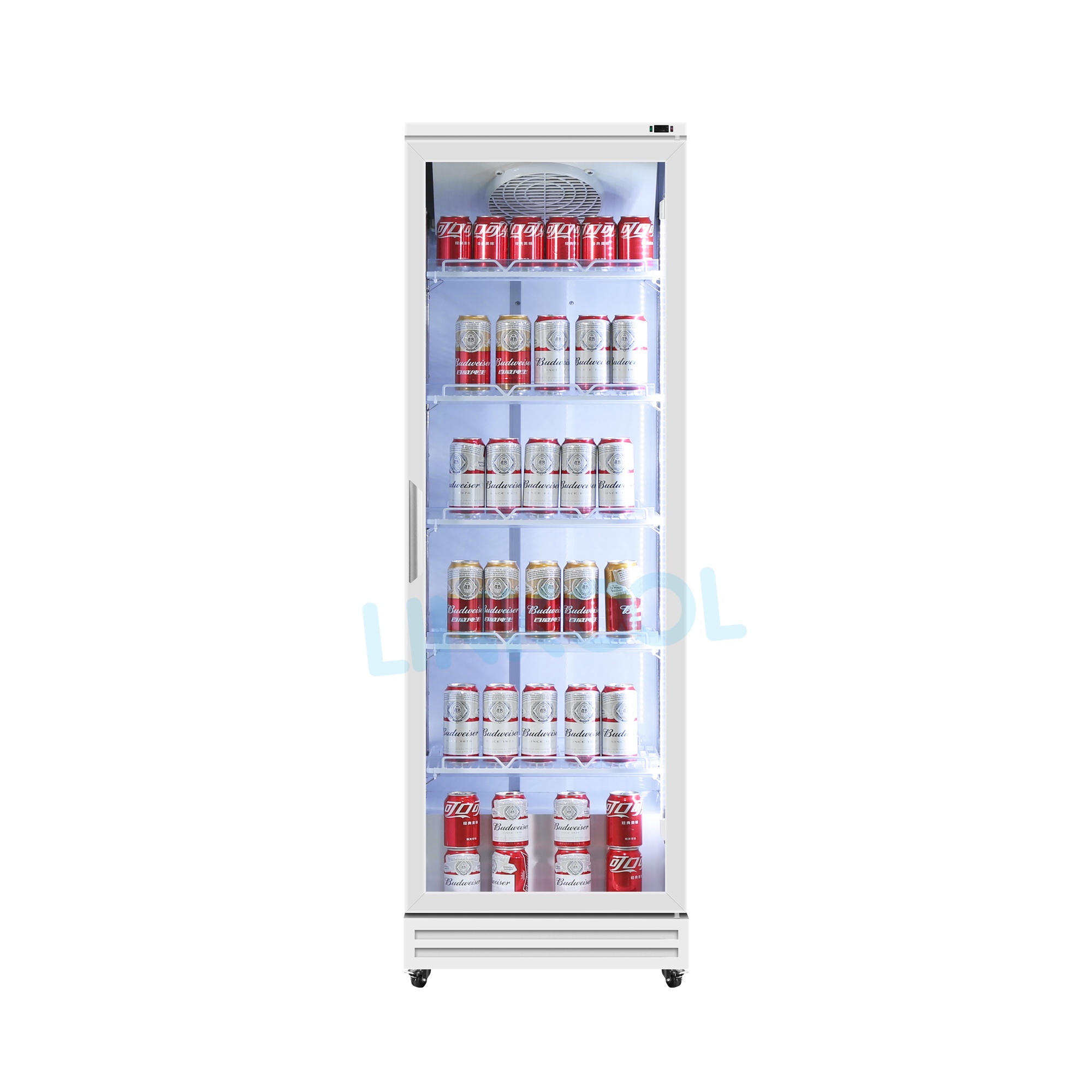 Commercial Four Glass Door Large Display Refrigerator Cold Drink Beverage Large Storage Glass Showcase