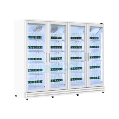Commercial Four Glass Door Large Display Refrigerator Cold Drink Beverage Large Storage Glass Showcase