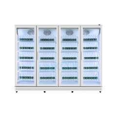 Commercial Four Glass Door Large Display Refrigerator Cold Drink Beverage Large Storage Glass Showcase