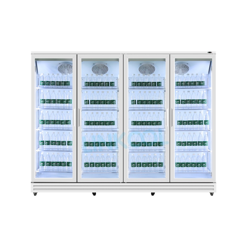 Commercial Four Glass Door Large Display Refrigerator Cold Drink Beverage Large Storage Glass Showcase