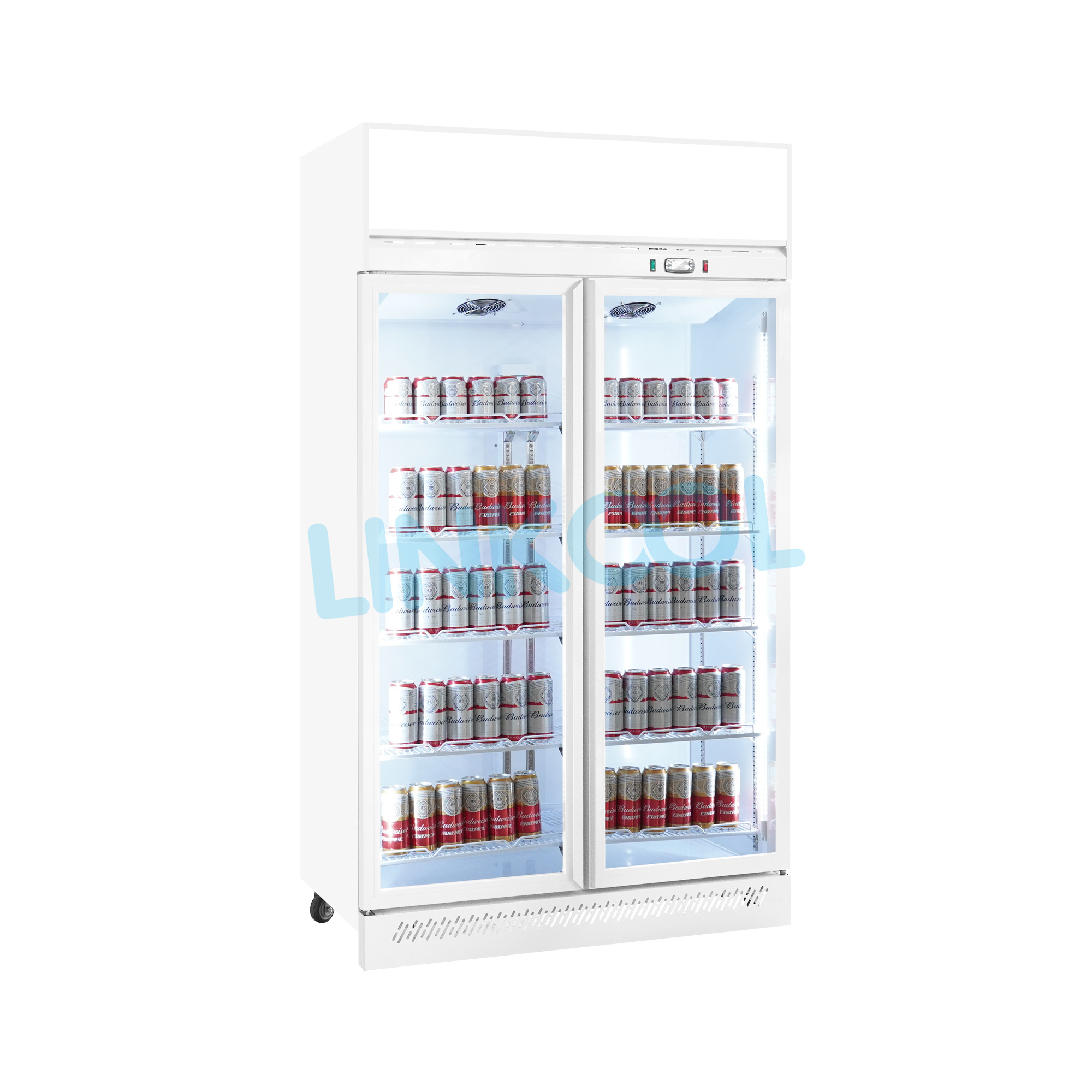 Commercial Top Mounted Beverage Cooler Glass Door Display Fan Cooling Shop Supermarket Cooler