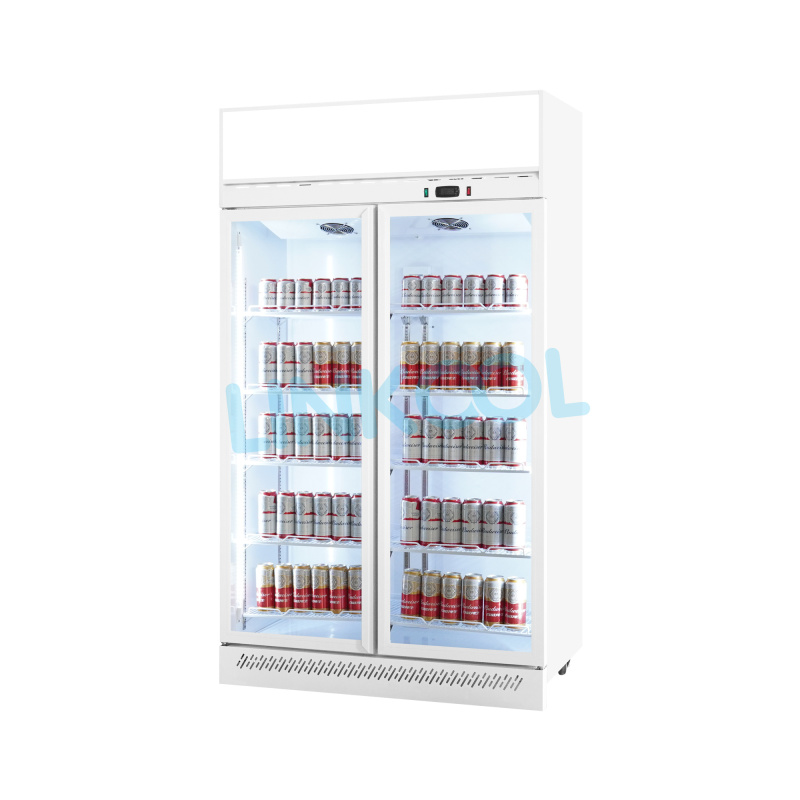 Commercial Top Mounted Beverage Cooler Glass Door Display Fan Cooling Shop Supermarket Cooler
