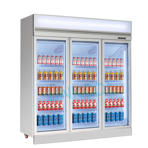 三门顶装冷藏展示柜-白色