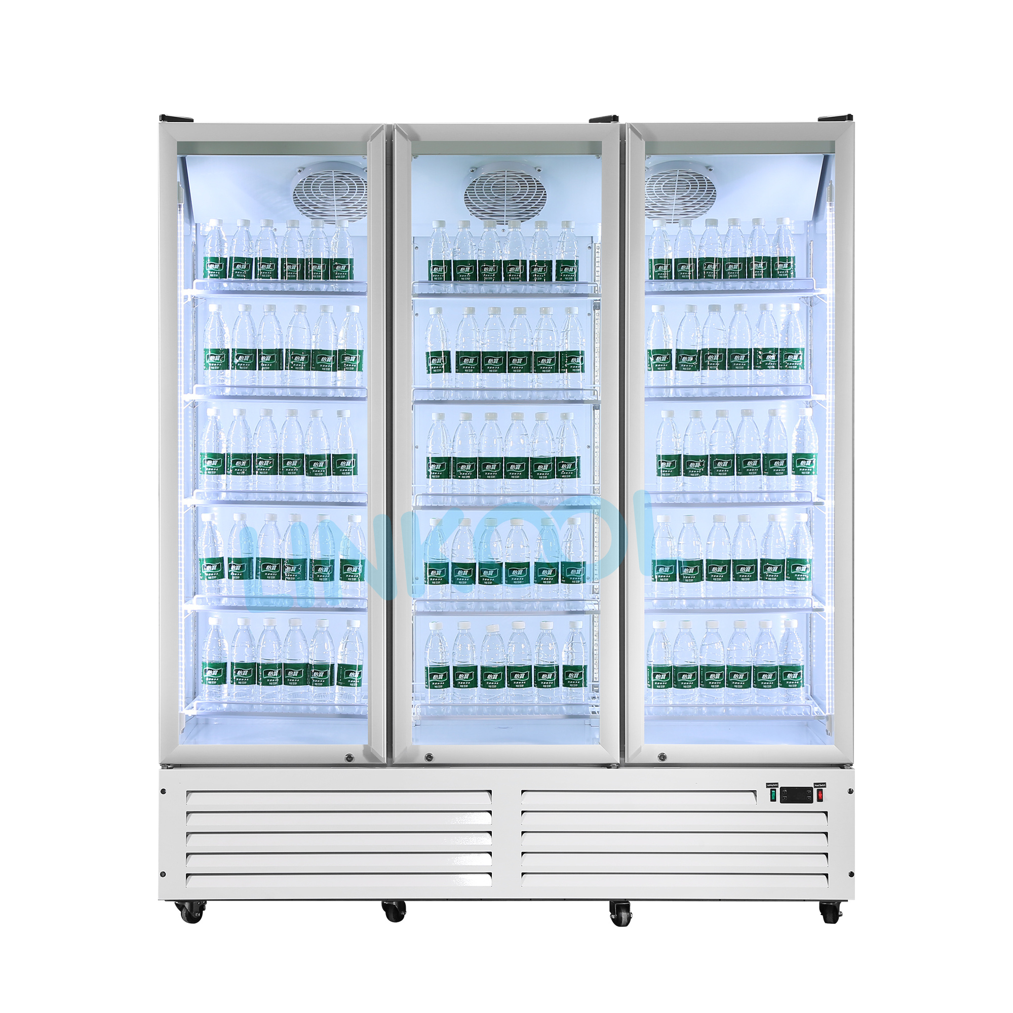 4 Doors Bottom Mounted Refrigerated Showcase-Black Display Cooler Cold Drink Beverage Refrigerator Fridge for Shop Supermarket
