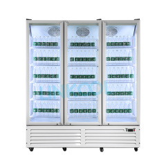 4 Doors Bottom Mounted Refrigerated Showcase-Black Display Cooler Cold Drink Beverage Refrigerator Fridge for Shop Supermarket