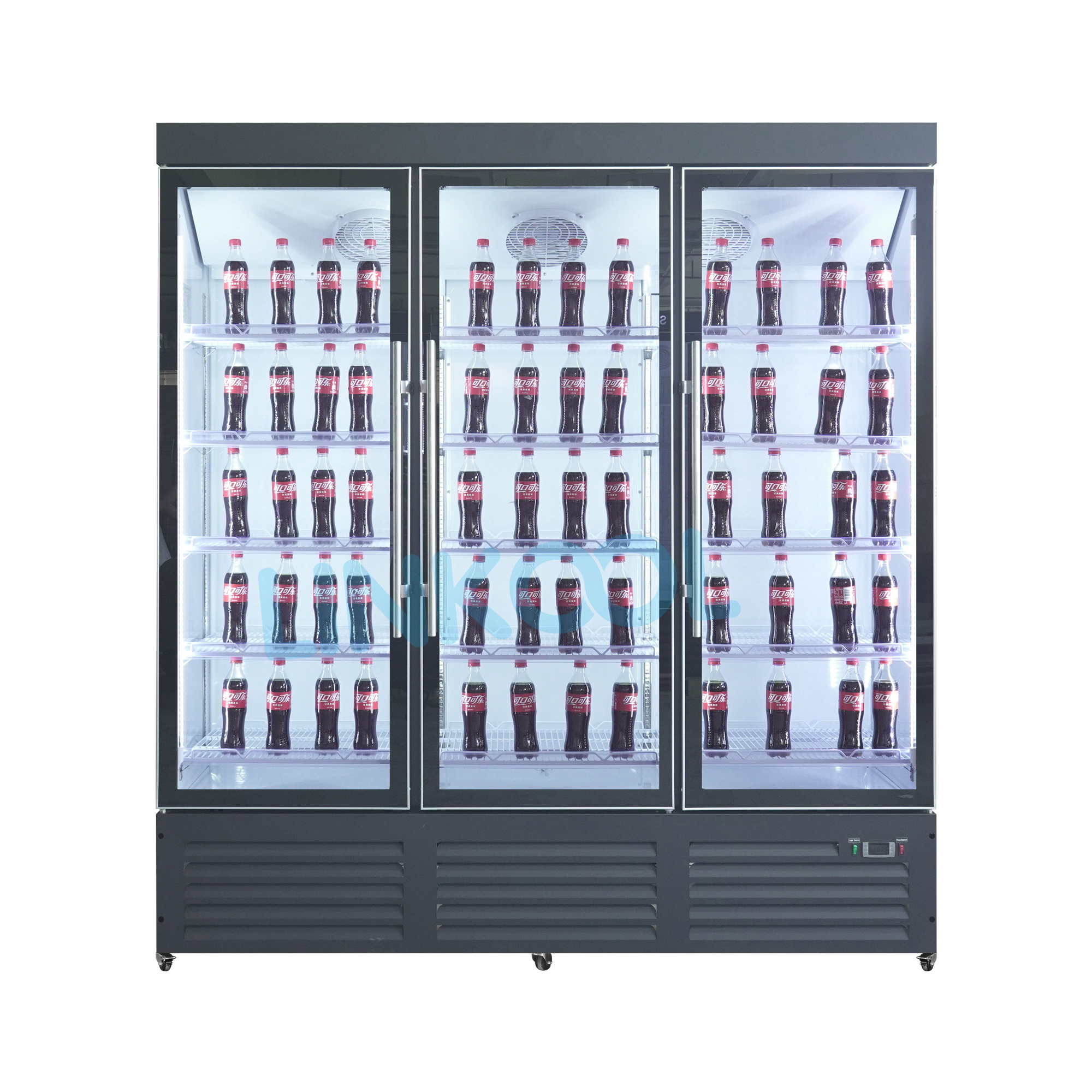 4 Doors Bottom Mounted Refrigerated Showcase-Black Display Cooler Cold Drink Beverage Refrigerator Fridge for Shop Supermarket