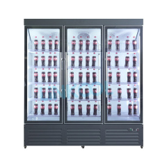 4 Doors Bottom Mounted Refrigerated Showcase-Black Display Cooler Cold Drink Beverage Refrigerator Fridge for Shop Supermarket