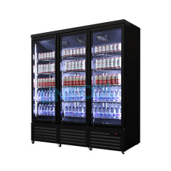 4 Doors Bottom Mounted Refrigerated Showcase-Black Display Cooler Cold Drink Beverage Refrigerator Fridge for Shop Supermarket