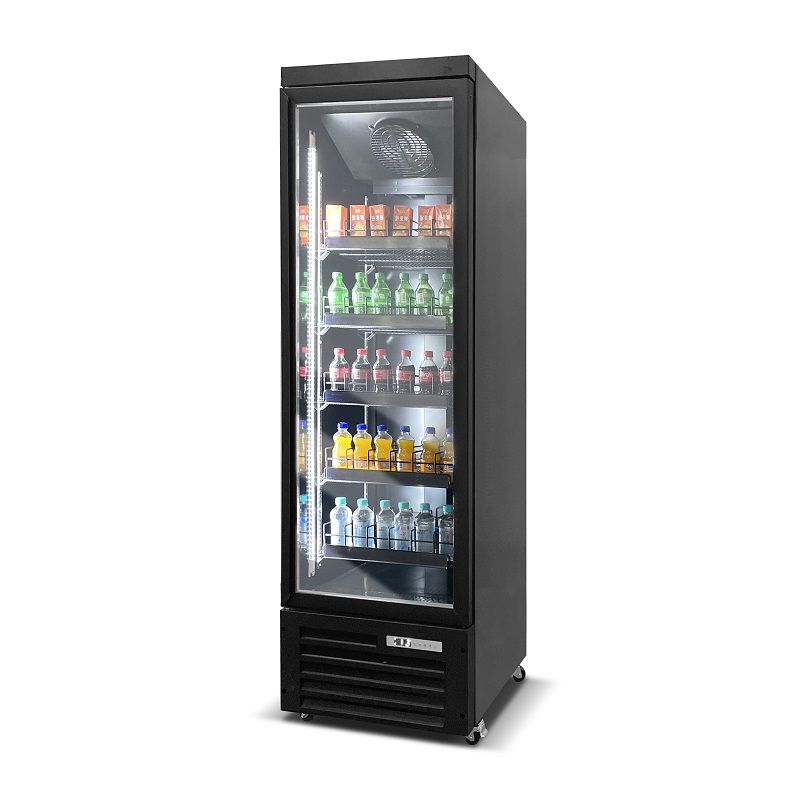 Single Door Bottom Mounted Refrigerated Showcase-Black Glass Door Display Fridge for Drink Beverage