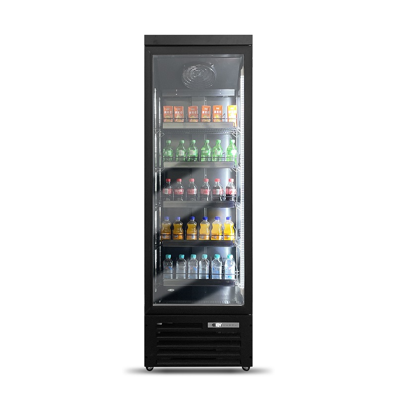 Single Door Bottom Mounted Refrigerated Showcase-Black Glass Door Display Fridge for Drink Beverage