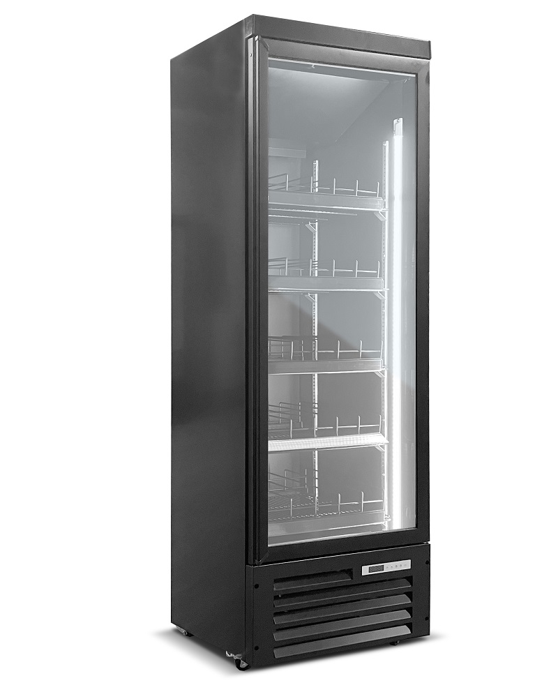 Single Door Bottom Mounted Refrigerated Showcase-Black Glass Door Display Fridge for Drink Beverage