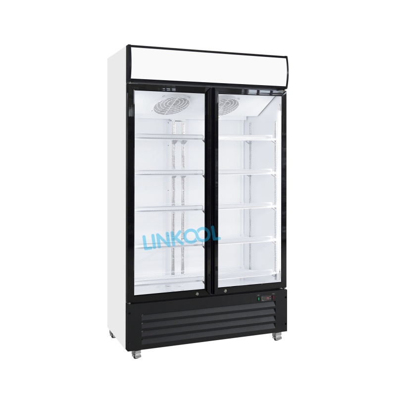 Commercial 2 Glass Door Refrigerators Beverage Display Cabinet Upright Cool Drink Fridge