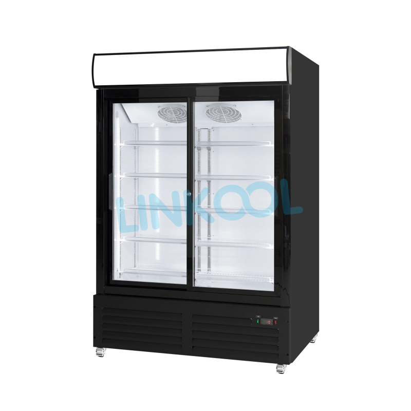 Commercial 2 Glass Door Refrigerators Beverage Display Cabinet Upright Cool Drink Fridge