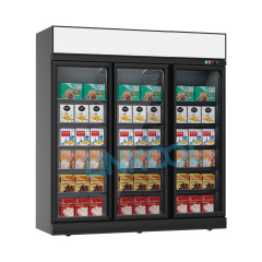 Super Market Fan Cooling Double Glass Door Vertical Beverage Refrigerator Commercial Display Showcase