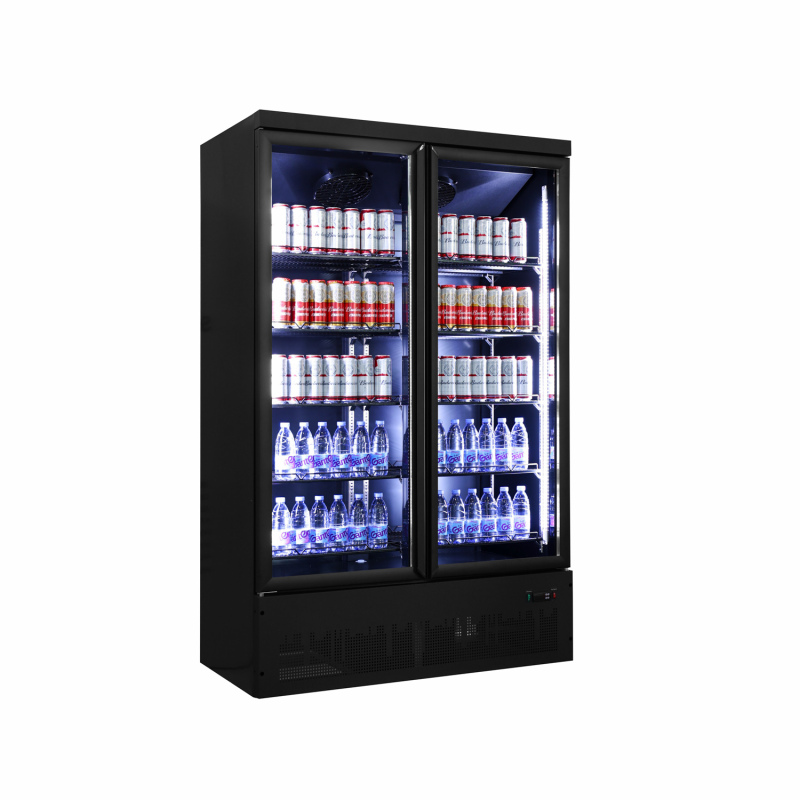 Double Door Hotel Bar Counter Beer Chiller Soft Drink Cooler Commercial Upright Refrigerator