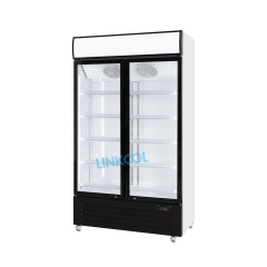 Hot Selling Double Door Display Fridge Glass Chiller Beverage Cooler Refrigerator Upright Fridge