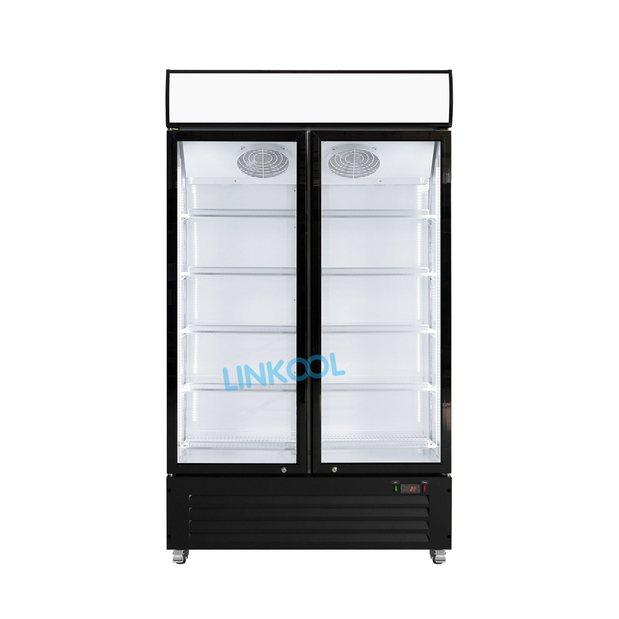 Hot Selling Double Door Display Fridge Glass Chiller Beverage Cooler Refrigerator Upright Fridge