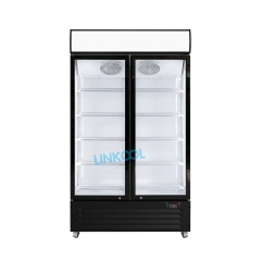 Hot Selling Double Door Display Fridge Glass Chiller Beverage Cooler Refrigerator Upright Fridge