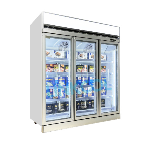 Convenience Store Commercial Upright 3 Glass Door Ice Cream Display Freezer
